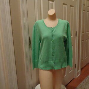 Pretty lime green cardigan with classic button front and long sleeves
